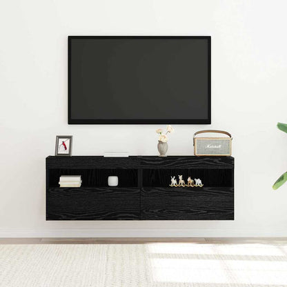 TV-Wandschrank 2 stk. Schwarz Eichen-Optik Holzwerkstoff