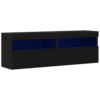 TV-Wandschrank 2 stk. Schwarz Eichen-Optik Holzwerkstoff