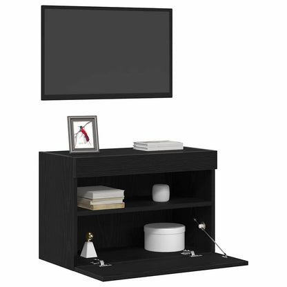 TV-Wandschrank 2 stk. Schwarz Eichen-Optik Holzwerkstoff