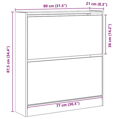 Schuhschrank 80 x 21 x 87,5 cm Holzwerkstoff Geräucherte Eiche