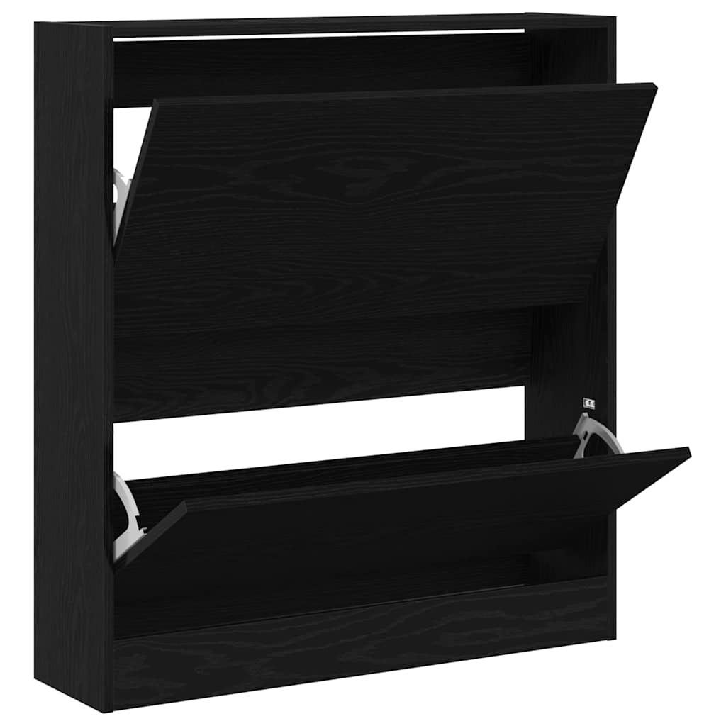 Schuhschrank mit Tür Schwarz Eichen-Optik 80 x 21 x 87.5 cm