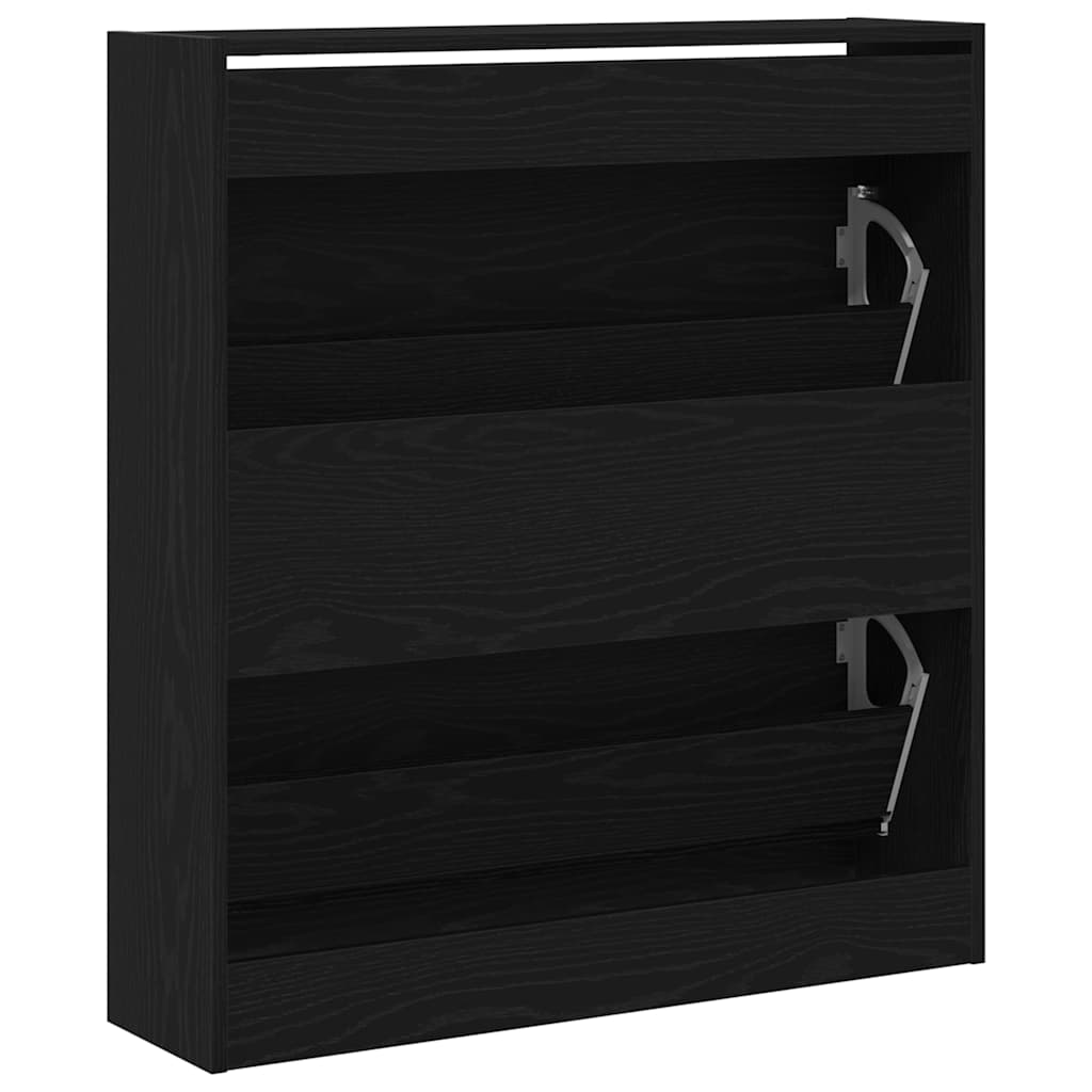 Schuhschrank mit Tür Schwarz Eichen-Optik 80 x 21 x 87.5 cm