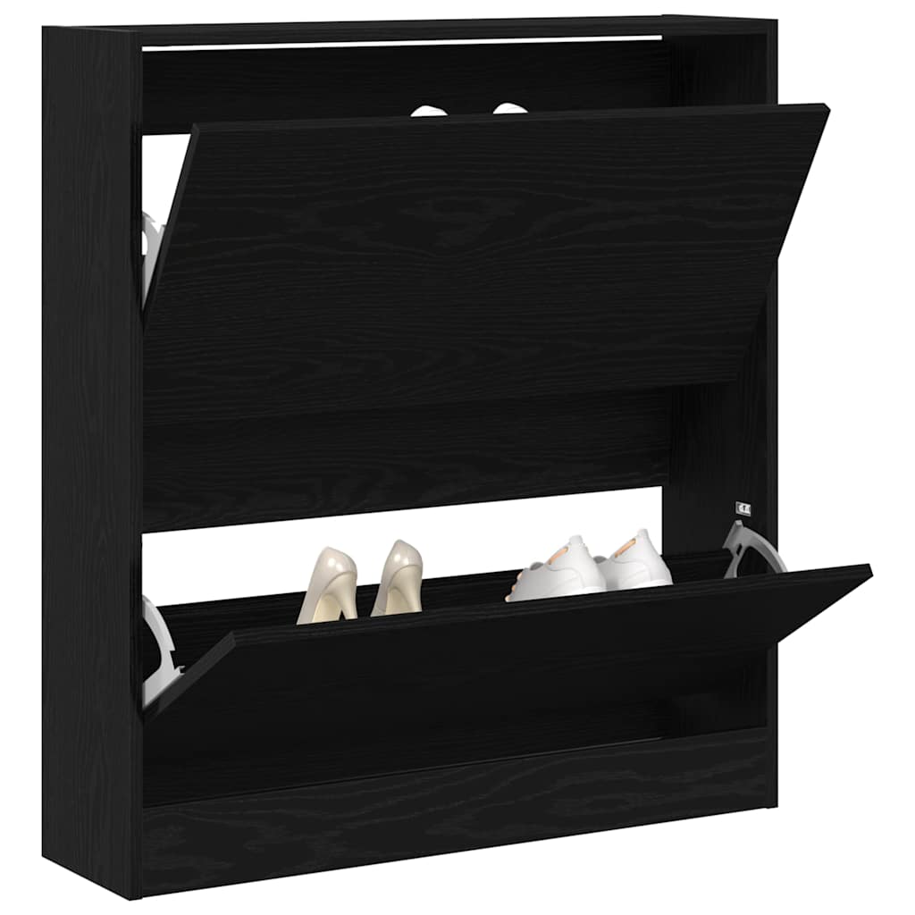 Schuhschrank mit Tür Schwarz Eichen-Optik 80 x 21 x 87.5 cm