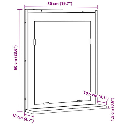 Spiegel Altholz 50 x 12 x 60 cm Glas und engineered Holz