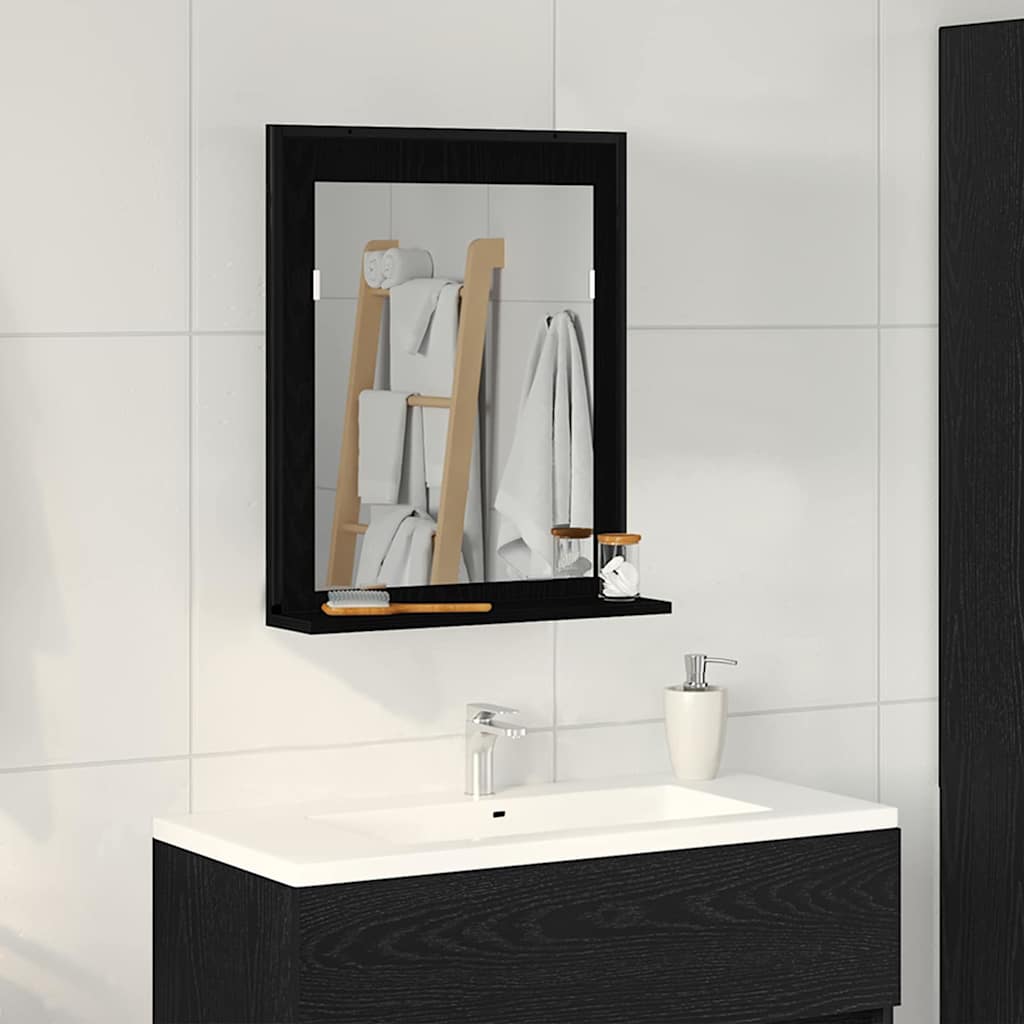 Spiegel Schwarz Eichen-Optik 50 x 12 x 60 cm