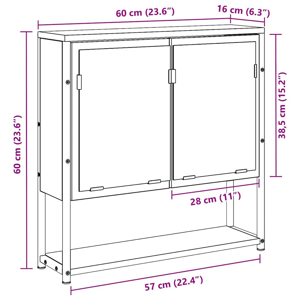 Spiegelschrank Altholz 60 x 16 x 60 cm Holzwerkstoff