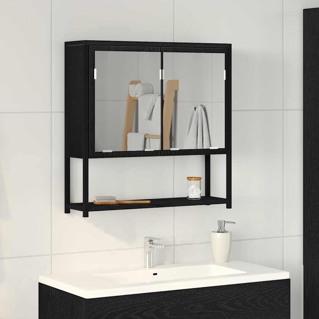 Spiegelschrank Schwarz Eichen-Optik 60 x 16 x 60 cm