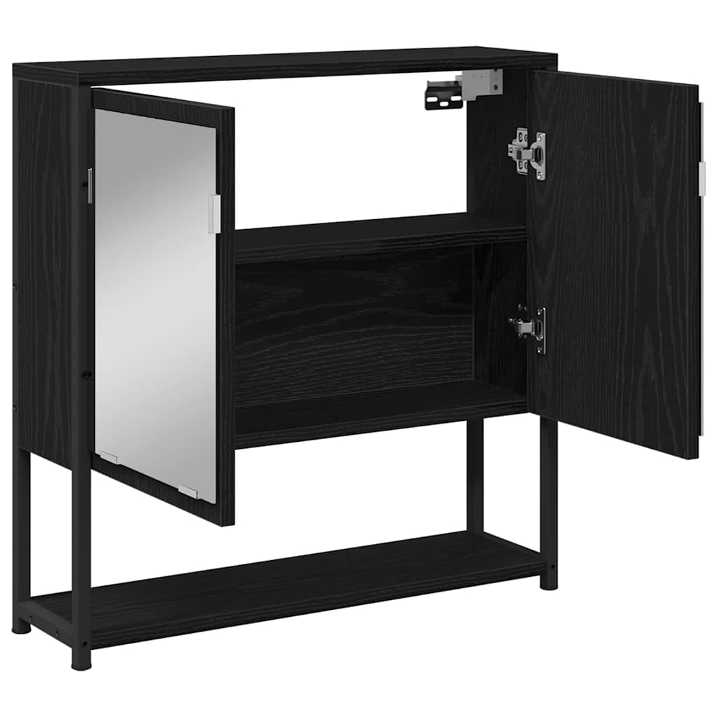 Spiegelschrank Schwarz Eichen-Optik 60 x 16 x 60 cm