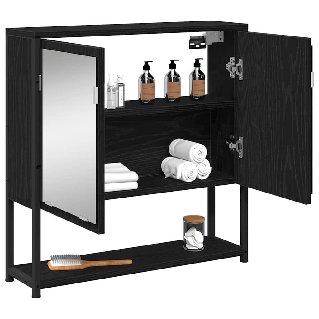 Spiegelschrank Schwarz Eichen-Optik 60 x 16 x 60 cm