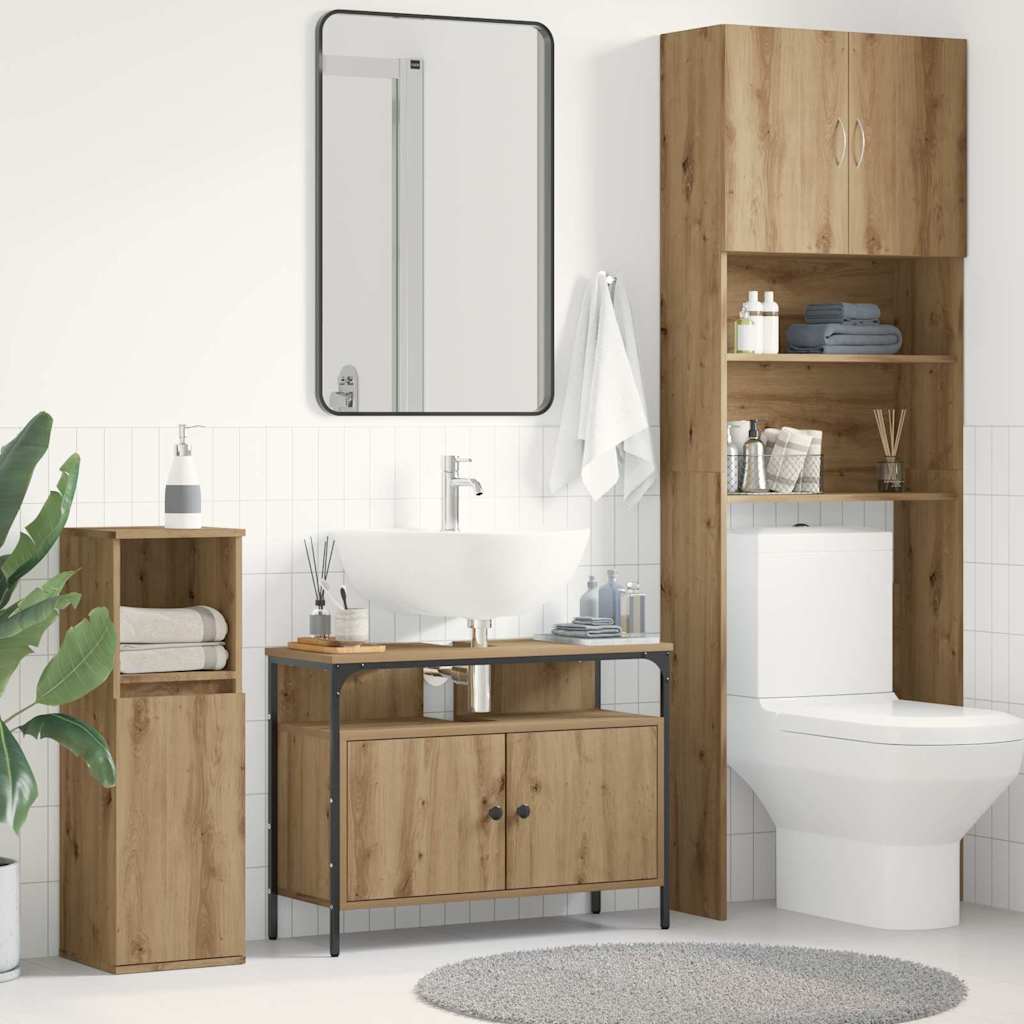 Waschbeckenunterschrank Eiche handwerklich 80 x 30 x 60 cm
