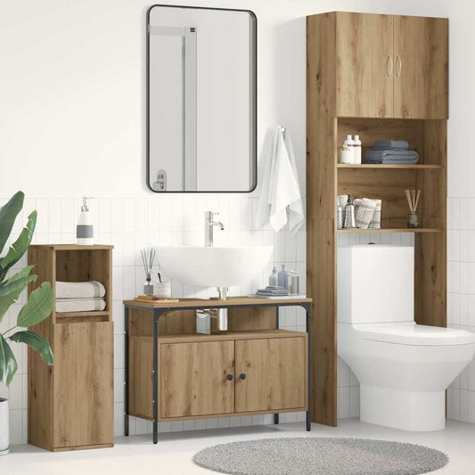 Waschbeckenunterschrank Eiche handwerklich 80 x 30 x 60 cm