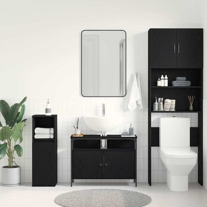 Waschbeckenschrank Schwarz Eichen-Optik 80 x 30 x 60 cm