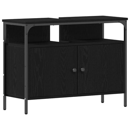 Waschbeckenschrank Schwarz Eichen-Optik 80 x 30 x 60 cm
