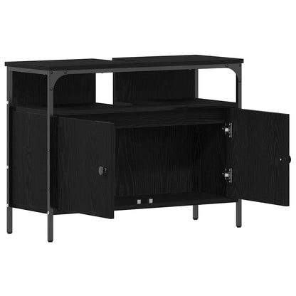 Waschbeckenschrank Schwarz Eichen-Optik 80 x 30 x 60 cm