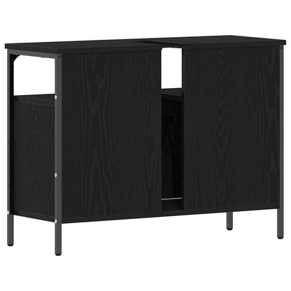 Waschbeckenschrank Schwarz Eichen-Optik 80 x 30 x 60 cm
