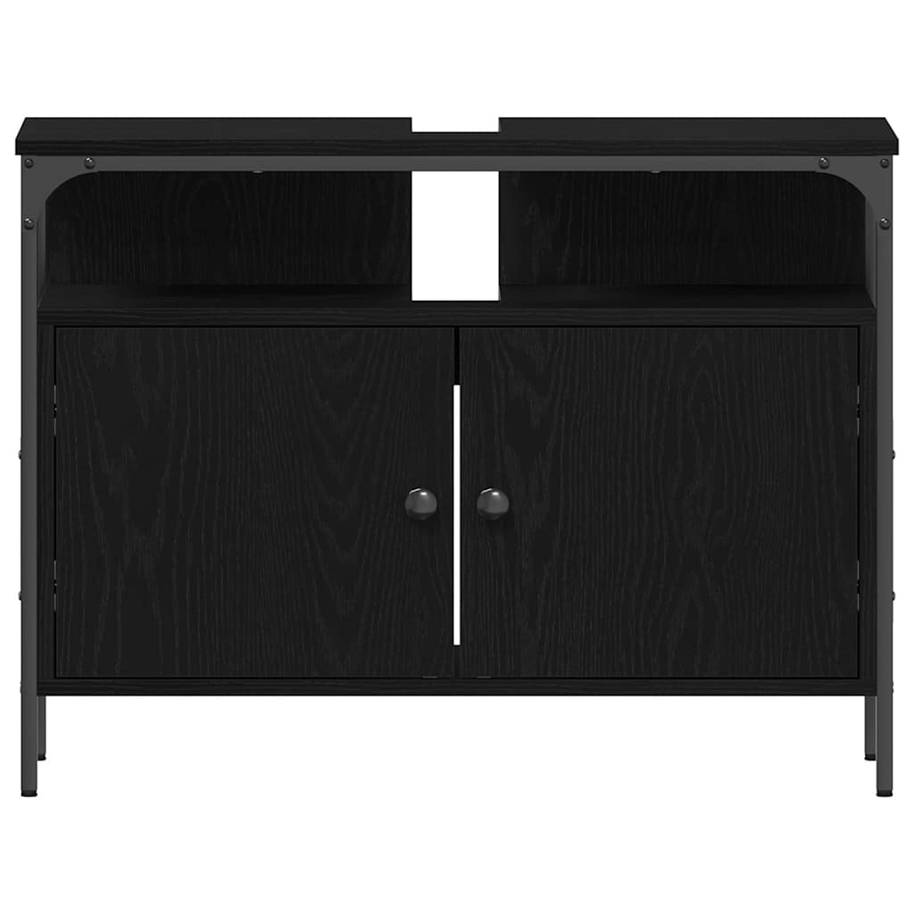 Waschbeckenunterschrank mit Tür Schwarze Eiche 80 x 30 x 60 cm