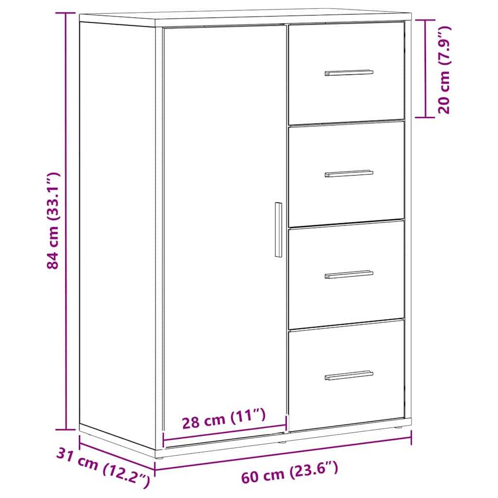 Sideboard Artisan-Eiche 60 x 31 x 84 cm Holzwerkstoff