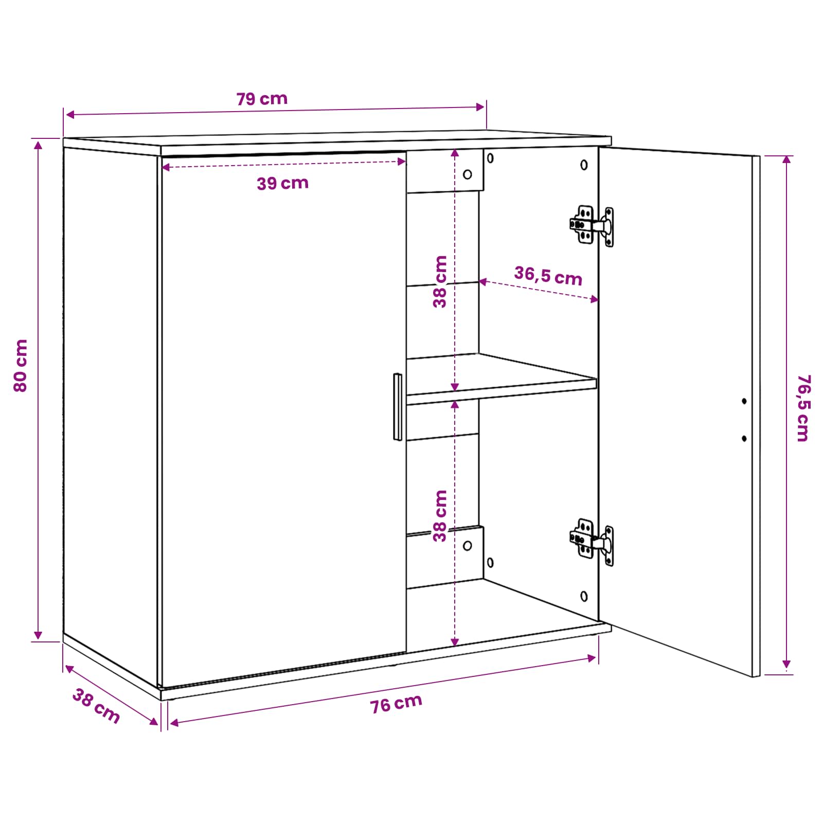 Sideboard Altholz 79 x 38 x 80 cm Holzwerkstoff