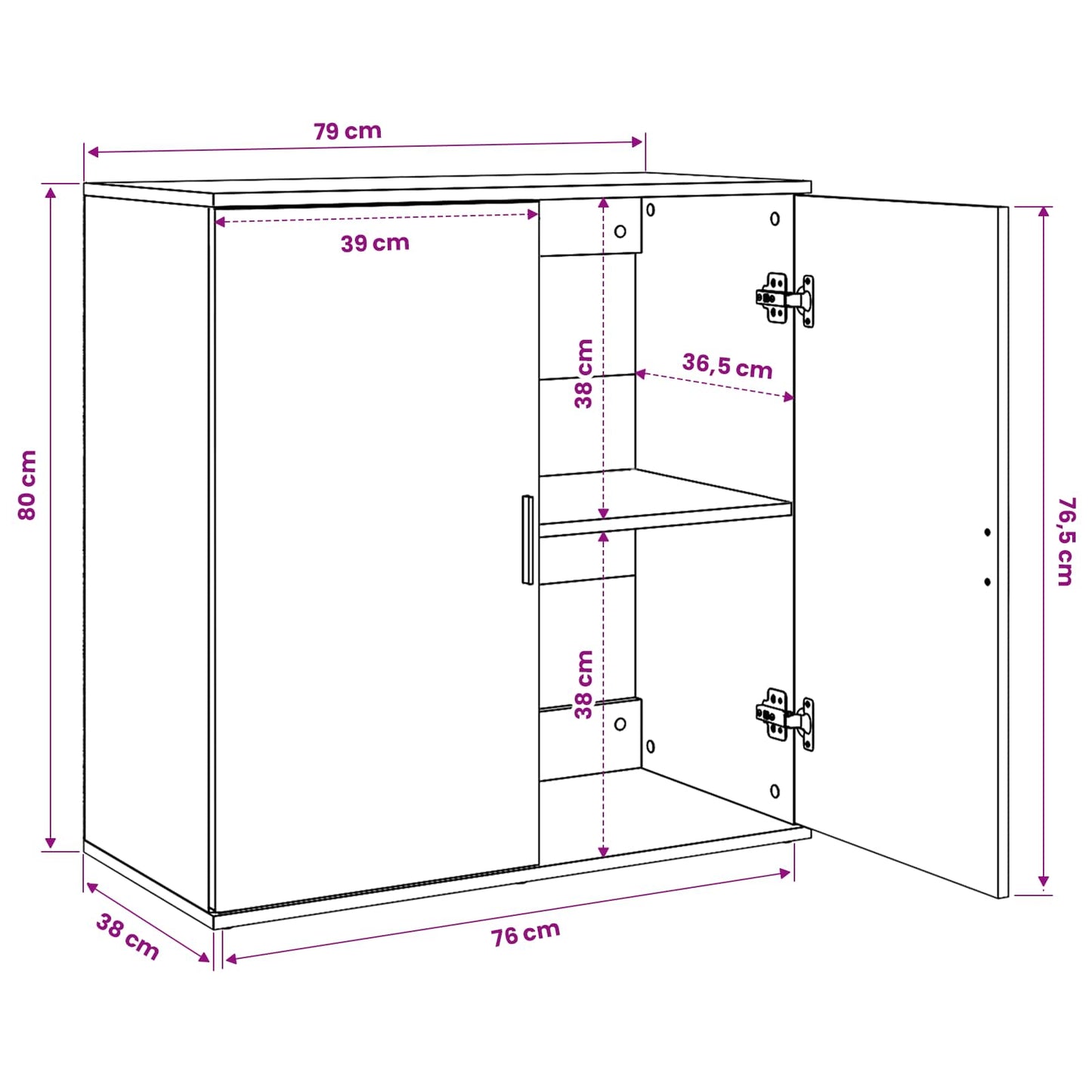 Sideboard Artisan-Eiche 79 x 38 x 80 cm Holzwerkstoff