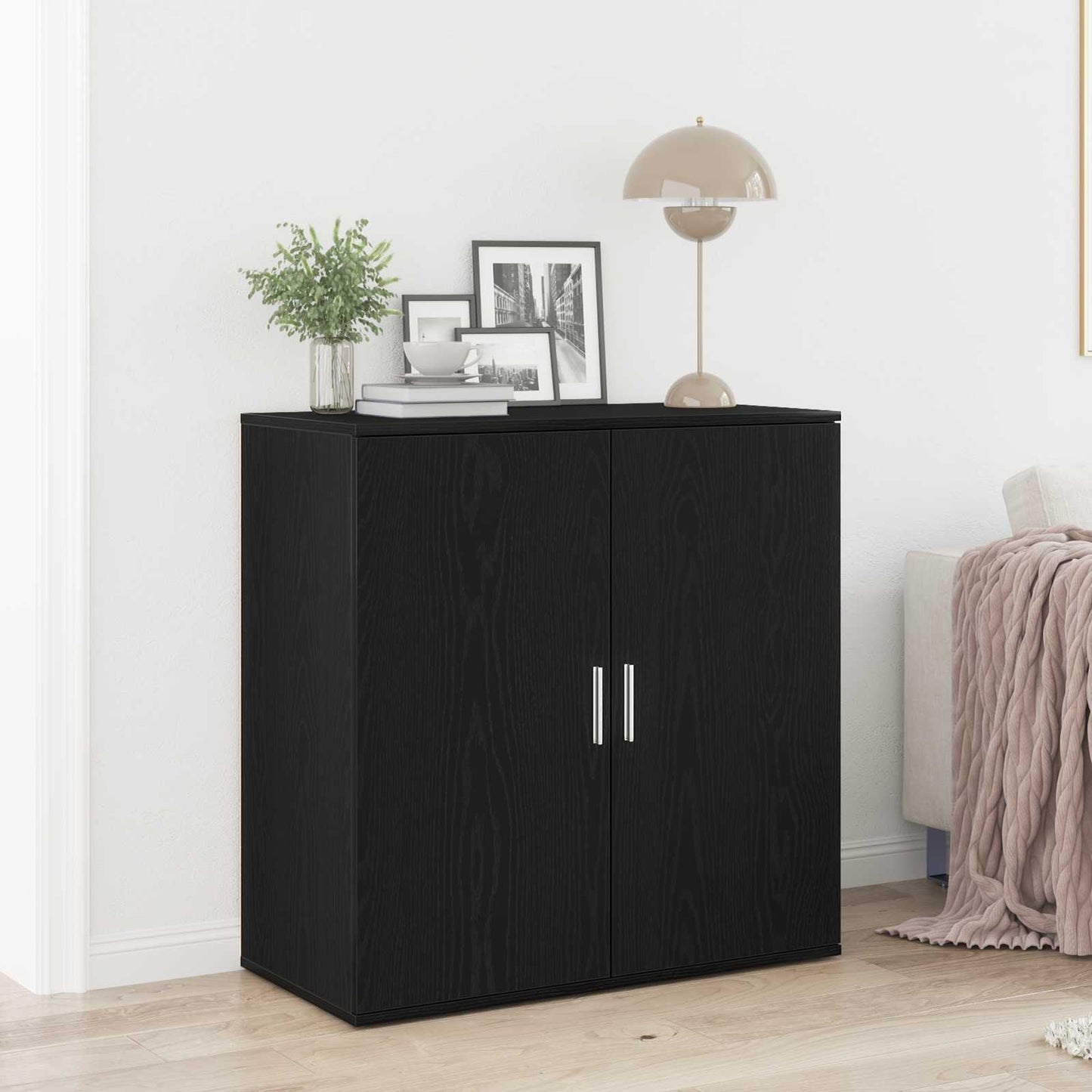 Sideboard Schwarz Eichen-Optik 79 x 38 x 80 cm Holzwerkstoff