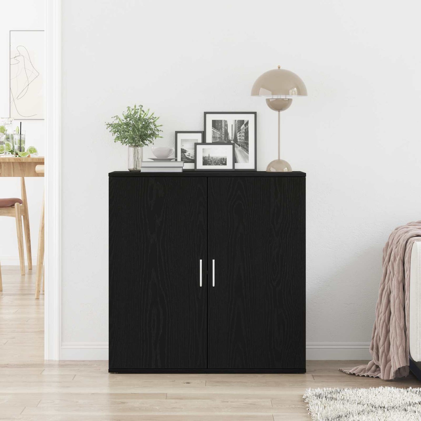 Sideboard Schwarz Eichen-Optik 79 x 38 x 80 cm Holzwerkstoff
