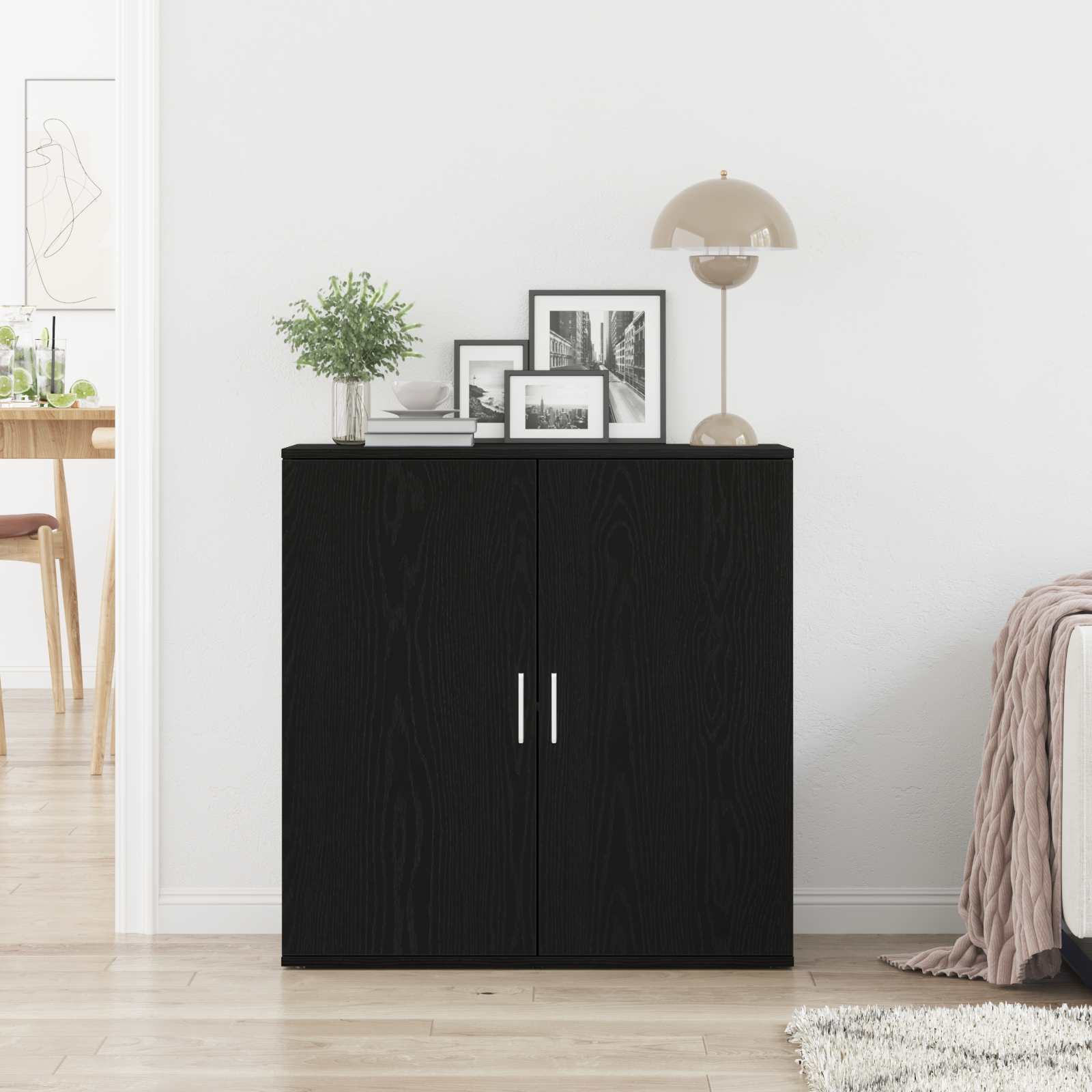 Sideboard Schwarz Eichen-Optik 79 x 38 x 80 cm Holzwerkstoff