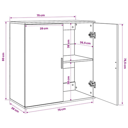 Sideboard Schwarz Eichen-Optik 79 x 38 x 80 cm Holzwerkstoff
