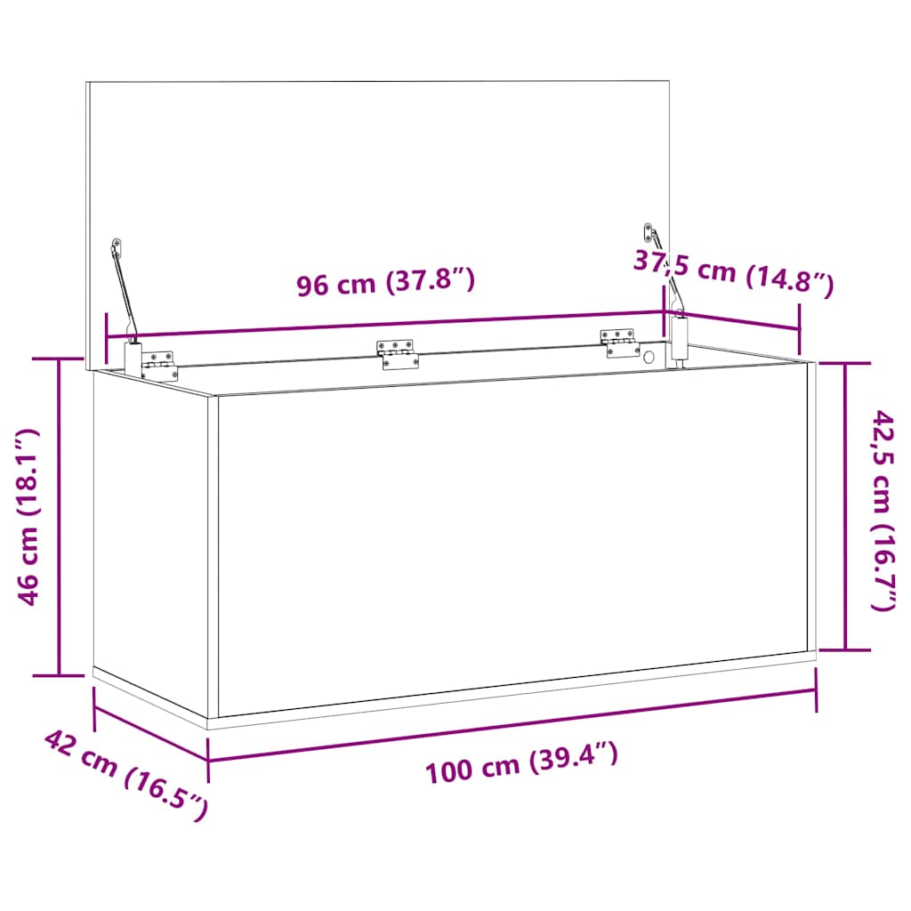 Aufbewahrungsbox Schwarz Eichen-Optik 100 x 42 x 46 cm