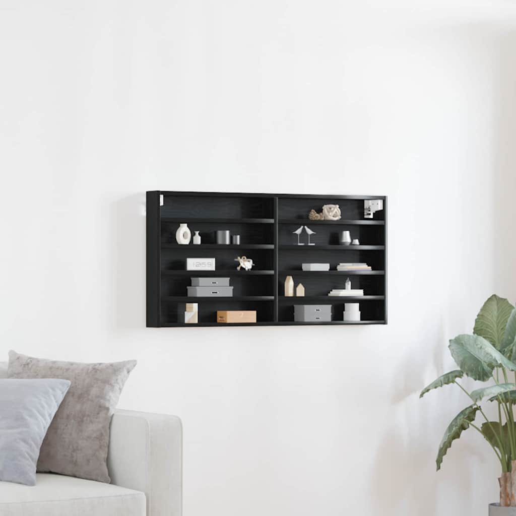 Vitrine Wandhalterung Schwarz Eichen-Optik 100 x 8,5 x 50 cm