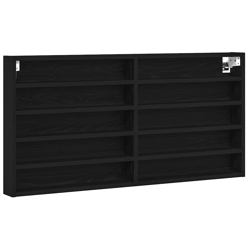 Vitrine Wandhalterung Schwarz Eichen-Optik 100 x 8,5 x 50 cm