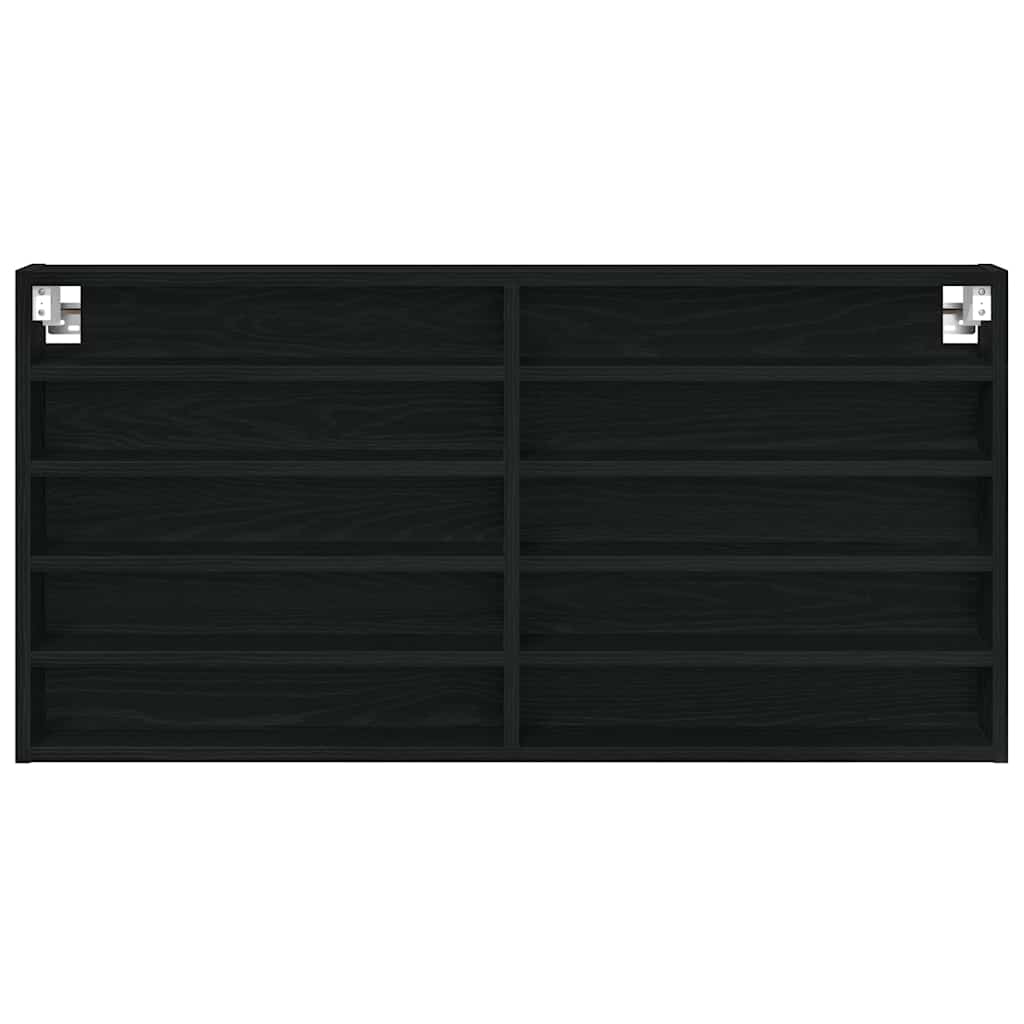 Vitrine Wandhalterung Schwarz Eichen-Optik 100 x 8,5 x 50 cm