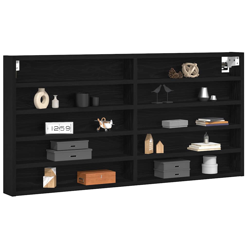 Vitrine Wandhalterung Schwarz Eichen-Optik 100 x 8,5 x 50 cm