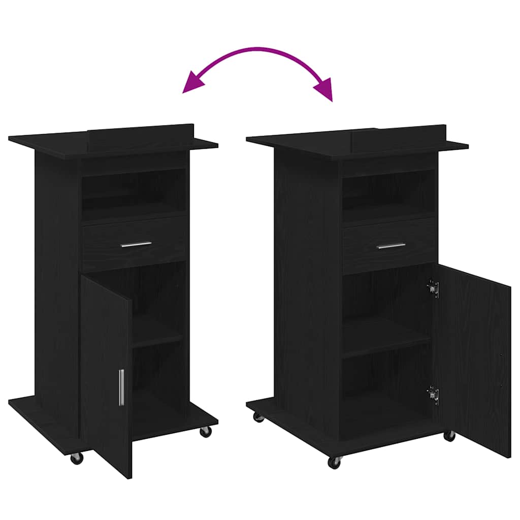 Podium Schwarz Eichen-Optik Holzwerkstoff 55 x 55 x 107 cm