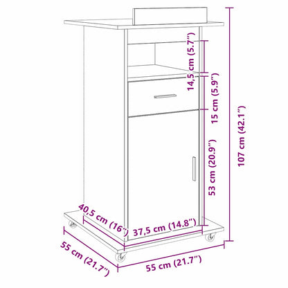 Podium Schwarz Eichen-Optik Holzwerkstoff 55 x 55 x 107 cm