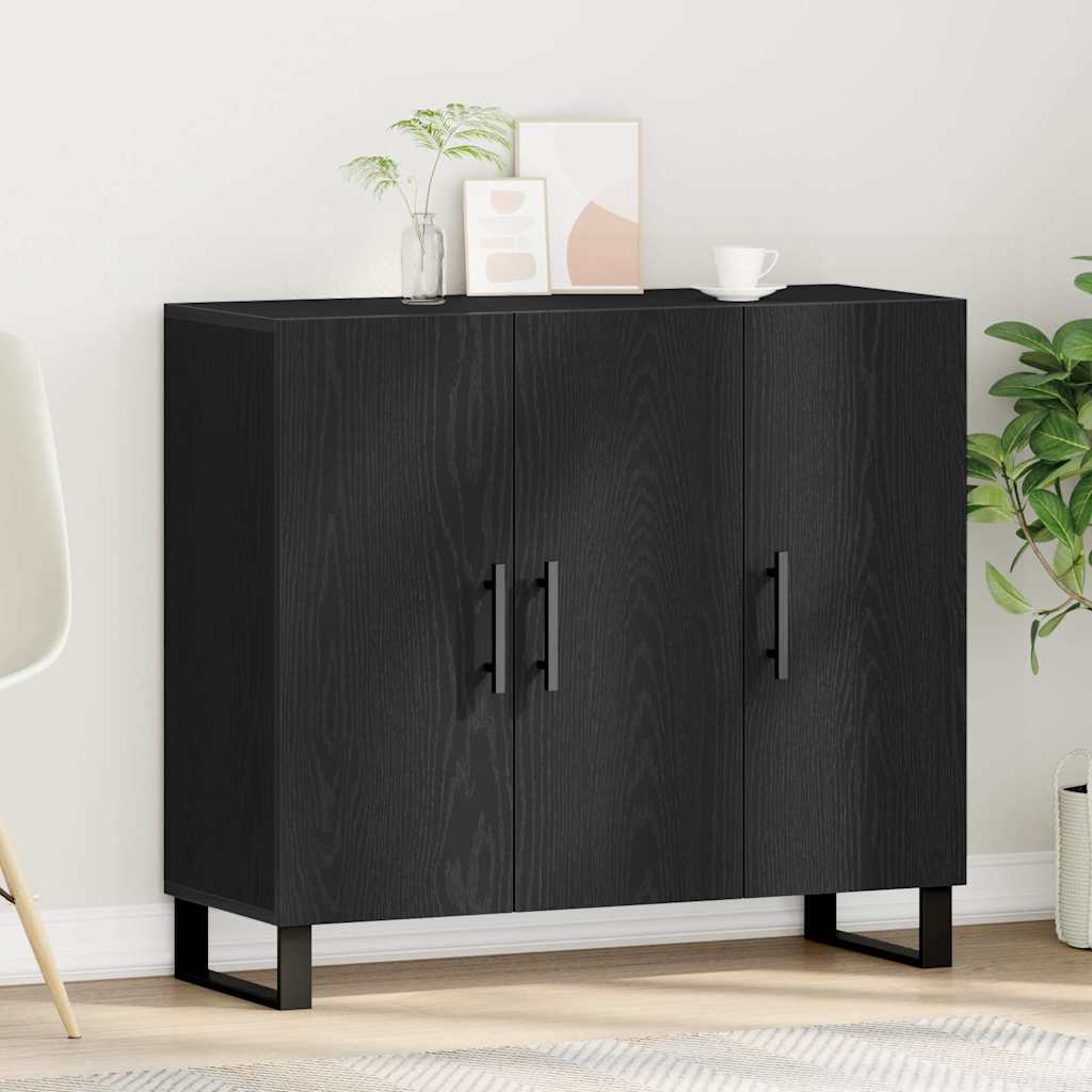 Sideboard Schwarz Eichen-Optik 90 x 34 x 80 cm Holzwerkstoff