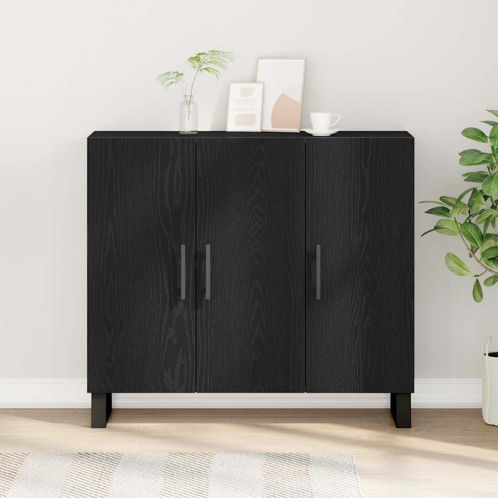 Sideboard Schwarz Eichen-Optik 90 x 34 x 80 cm Holzwerkstoff