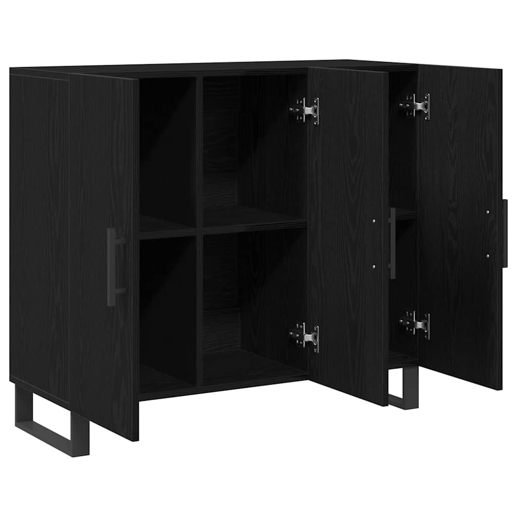 Sideboard Schwarz Eichen-Optik 90 x 34 x 80 cm Holzwerkstoff