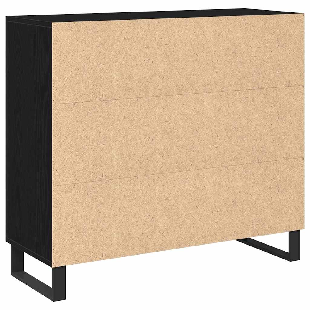 Sideboard Schwarz Eichen-Optik 90 x 34 x 80 cm Holzwerkstoff
