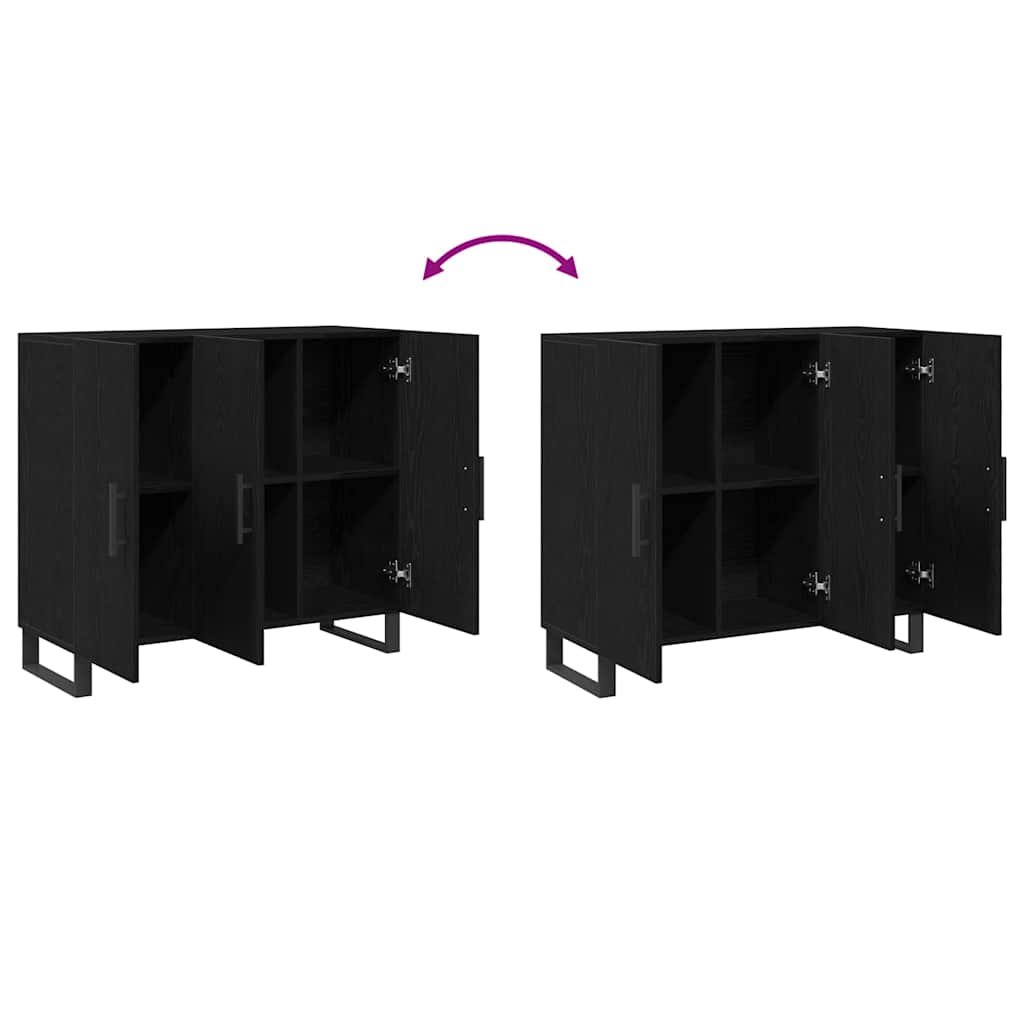 Sideboard Schwarz Eichen-Optik 90 x 34 x 80 cm Holzwerkstoff