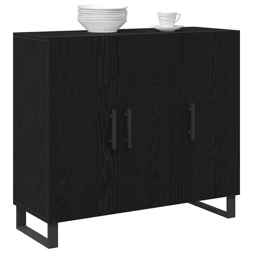 Sideboard Schwarz Eichen-Optik 90 x 34 x 80 cm Holzwerkstoff