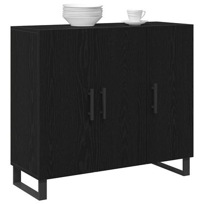 Sideboard Schwarz Eichen-Optik 90 x 34 x 80 cm Holzwerkstoff
