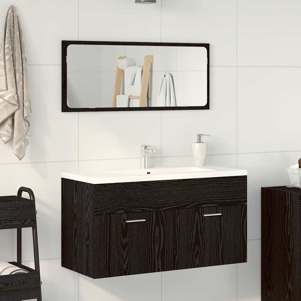 Badezimmermöbel-Set 2 stk. Schwarz Eichen-Optik