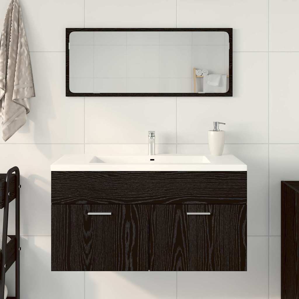 Badezimmermöbel-Set 2 stk. Schwarz Eichen-Optik