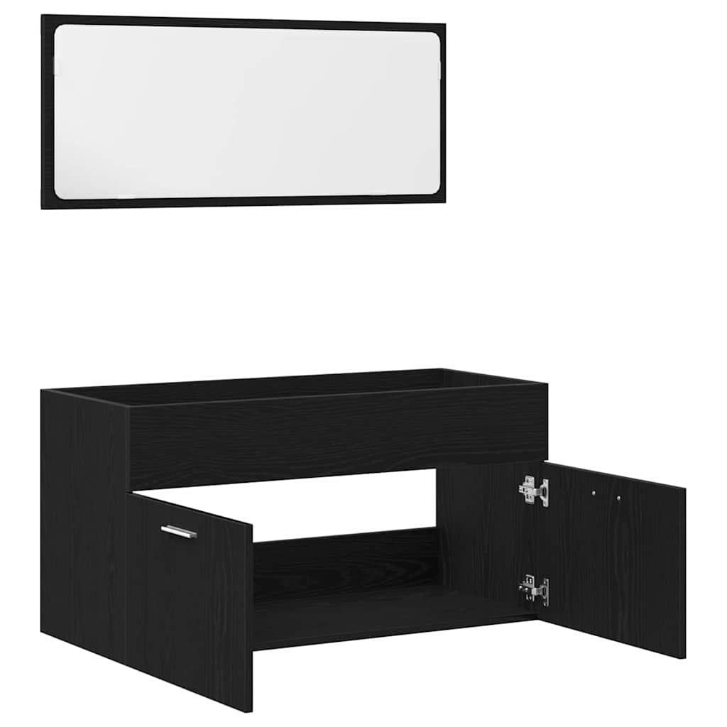 Badezimmermöbel-Set 2 stk. Schwarz Eichen-Optik