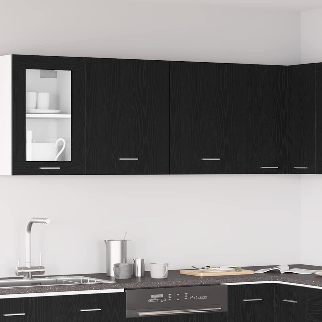 Hängeschränke mit Regal 2 pcs Schwarze Eiche 100 x 31 x 60 cm