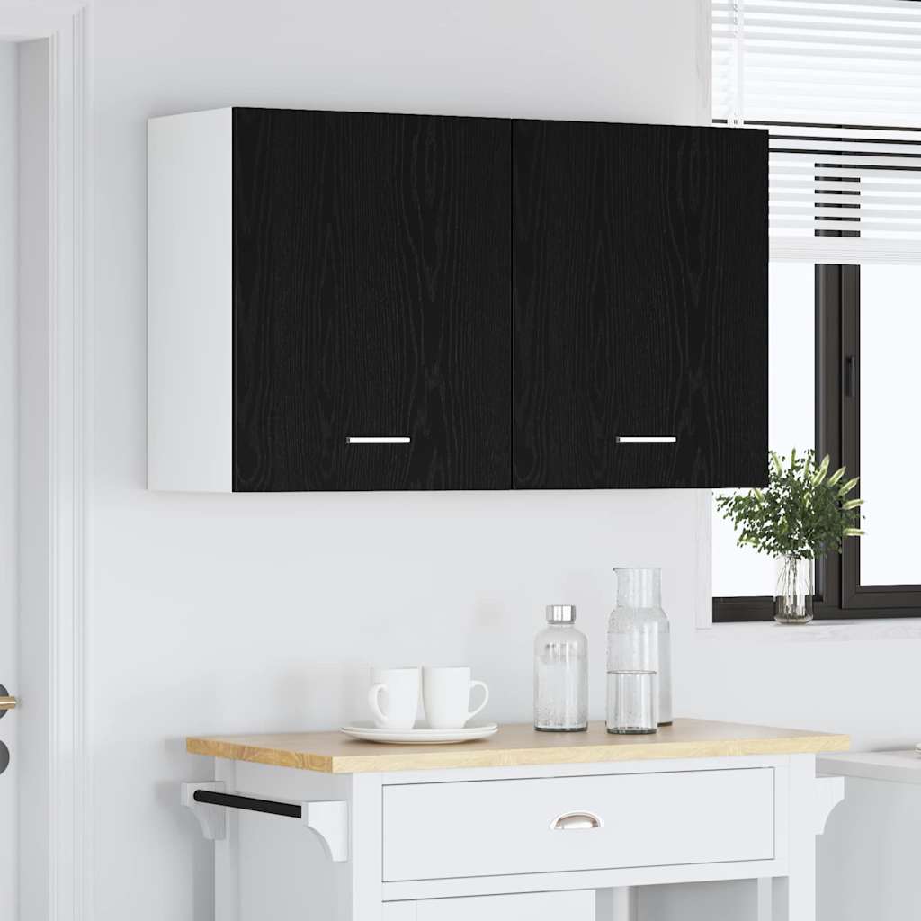 Hängeschränke mit Regal 2 pcs Schwarze Eiche 100 x 31 x 60 cm