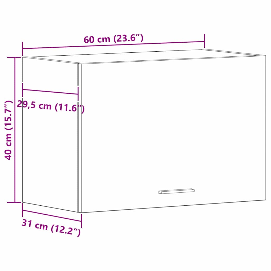 Hängeschrank Lyon Schwarz Eichen-Optik 60 x 31 x 40 cm