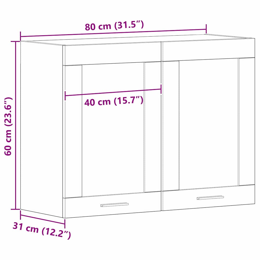 Hängeschrank Lyon Schwarz Eichen-Optik 80 x 31 x 60 cm