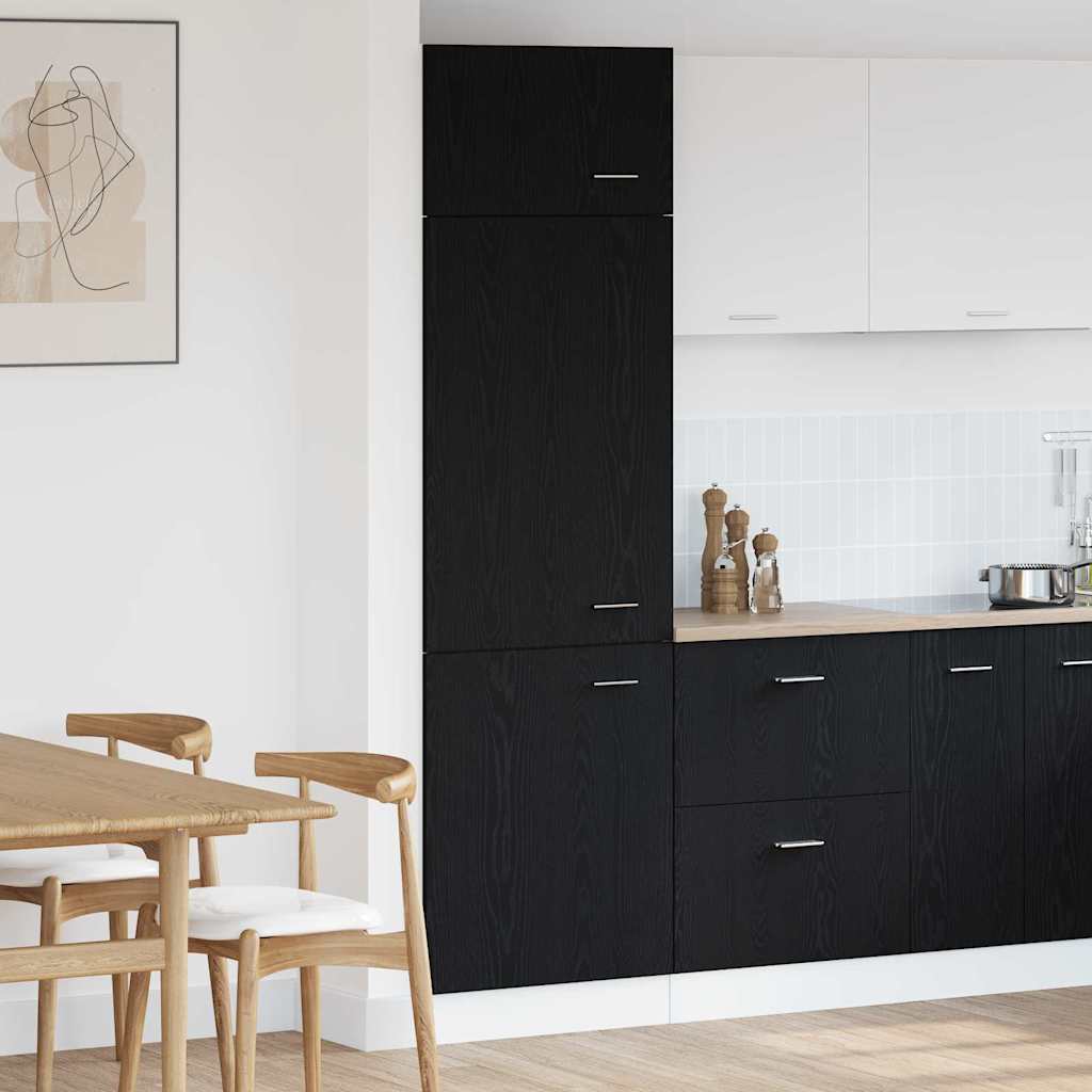 Kühlschrankschrank mit Regal Schwarze Eiche 60 x 57 x 207 cm