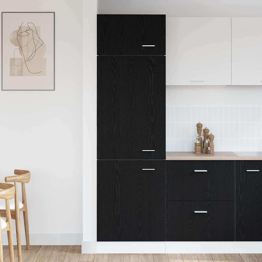 Kühlschrankschrank mit Regal Schwarze Eiche 60 x 57 x 207 cm